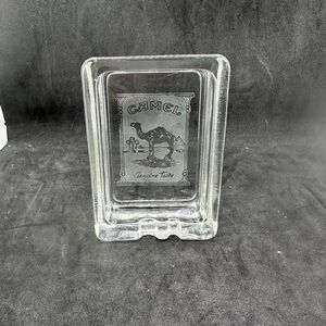 Vintage 5" Camel Ashtray "Genuine Taste" Clear Glass Etched Collectible Glass